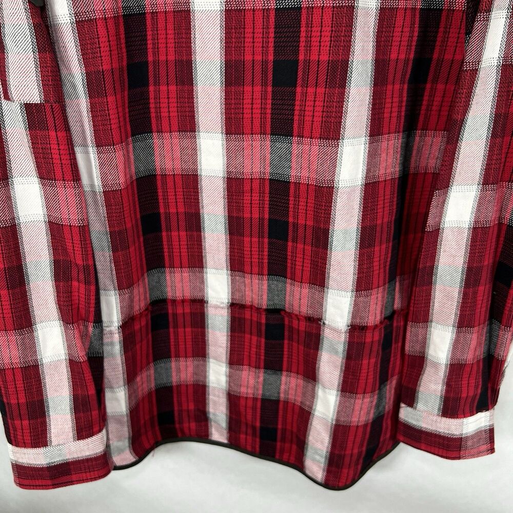 Parish Nation Button Up Flannel Shirt Men 3XL Red Black Plaid Heavyweight Cotton - Picture 12 of 13